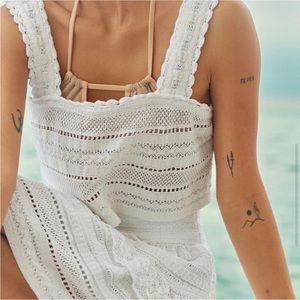 🚨LAST CHANCE🚨 NWT AERIE • Textured Crochet Lace Cropped Tank Top, xs